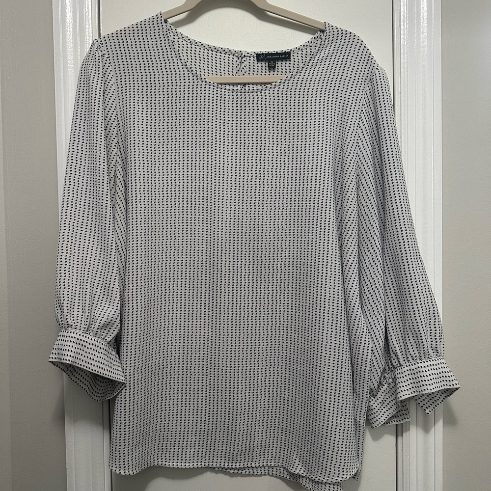 Adrianna Papell Monochrome Ruffle Sleeve Blouse